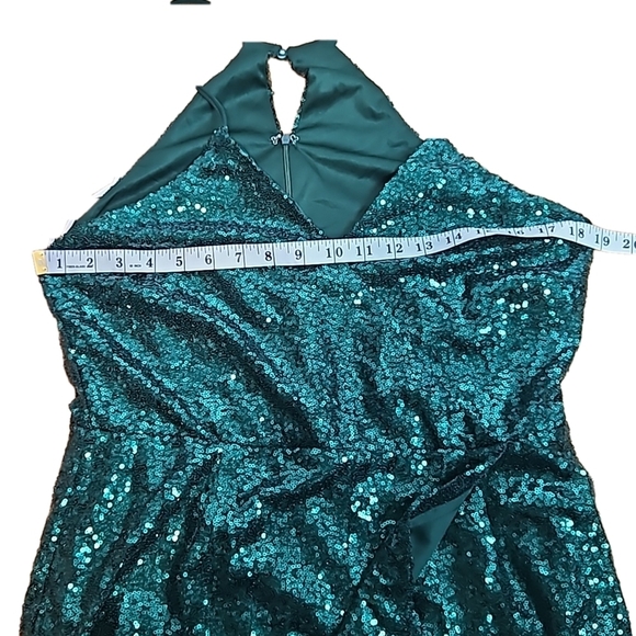 Lulus Green Sequin Faux Wrap Cocktail Mini Dress XL - Picture 12 of 14